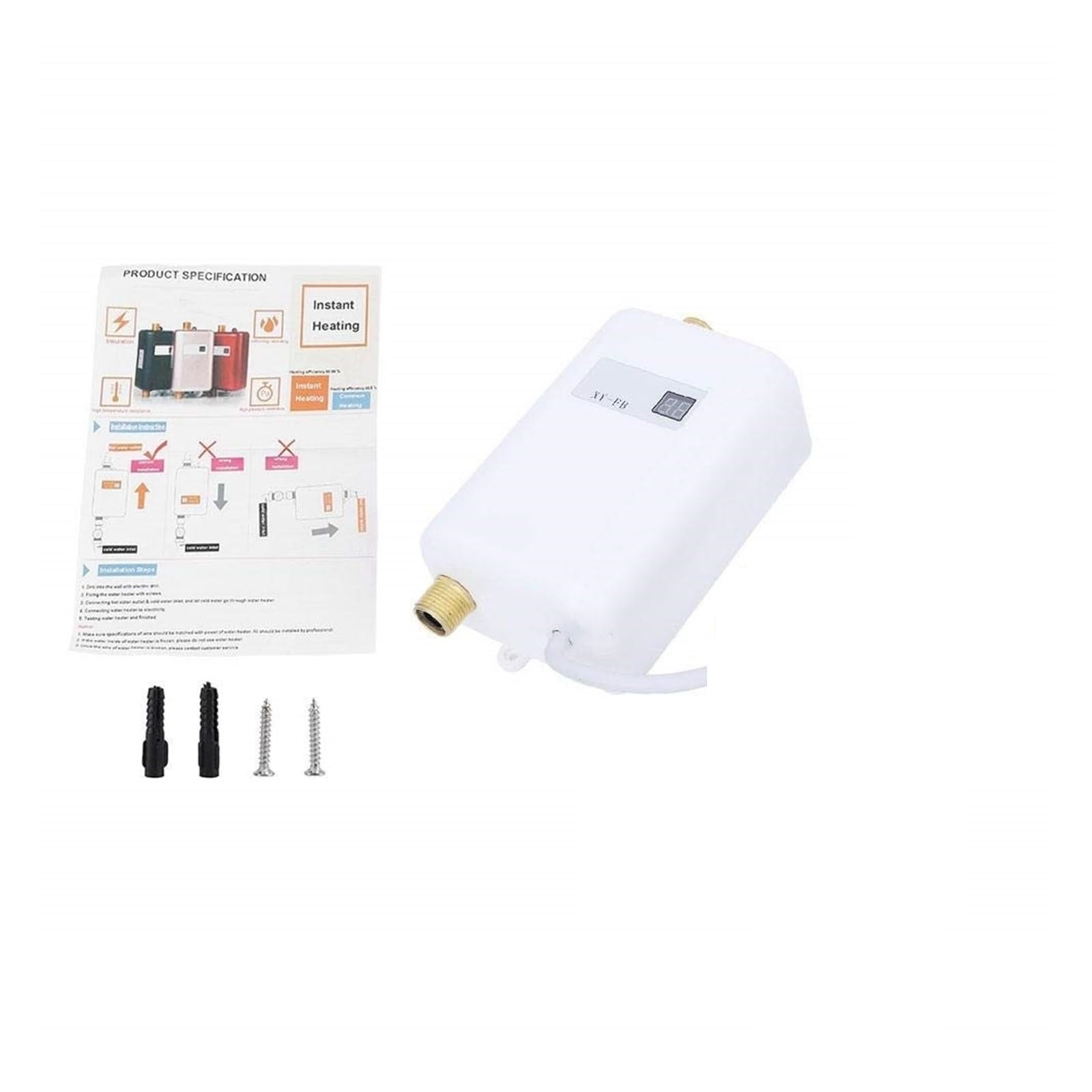 Elektryczny Podgrzewacz Wody 3000 W Mini Bezzbiornikowy System Natychmiastowego Podgrzewania Ciepłej Wody Do Łazienki, Kuchni I Gospodarstwa Domowego Łatwy w użyciu(Rood)