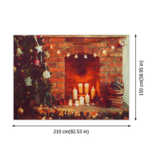 Lurrose Natal Lareira Pano de Fundo Natal Árvore Estrela Luz de Velas Decoração Vinil Foto Fundo par
