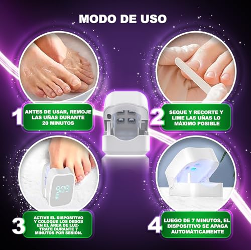 Miniatura 3 de Súper Dispositivo Onlynds Premium Limpieza Laser Para Eliminar Hongos Uñas Pies Aceite Esencial Parches Para Hongos Lima Dispositivo Certificado Láser Hongos Uñas 460nm Luz Azul Contra Hongos
