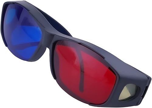 Othmro Lentes 3D rojo-azul con marco de plástico negro, lente de resina de estilo simple, juego de película 3D, anaglifo rojo cian, 1 unidad, 1pcs,