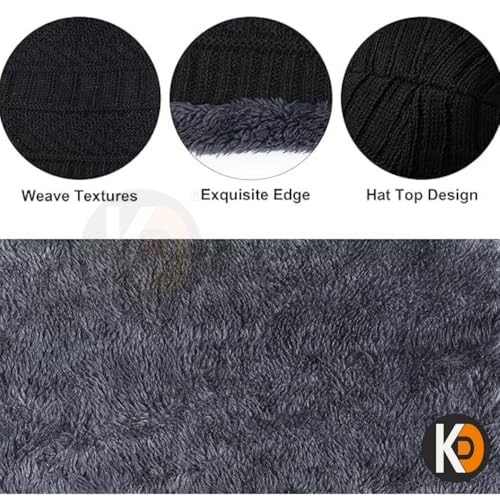 Image of K D Winter Wear 3-in-1 Cap Muffler Gloves Set for Adults | Woolen Beanie cap, Mafler Scarf & Hand Gloves | Thermal, Fleece-Lined, Unisex Winter Accessories (Gloves /cap-Mafler - GRAY)