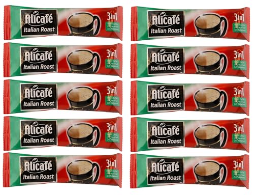 Image of Alicafe Italian Roast 3 in 1 Instant Coffee | Smooth With Microground Coffee | Instant Coffee Sachets | (10 x 16.5g)