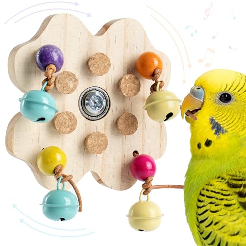 Mygeromon Bird Toys for Parakeets Interactive Spinning Bells Toy for Parrot Budgie Lovebird Cage Accessories