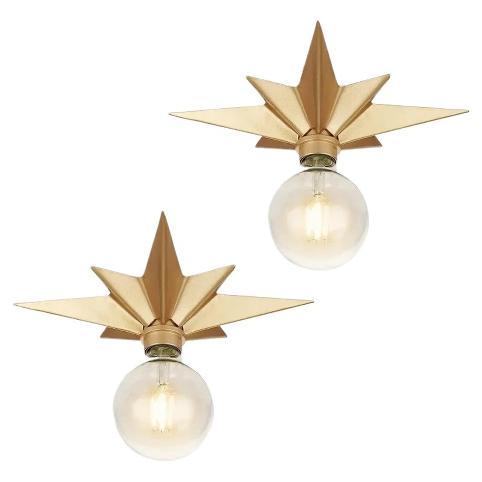 Kexcftg 2Pcs Gold Creative Led Wall Lamp For Luxury Living Room Bedroom Bedside Hotels Background Home Decorative Sconce(,Warm Light)