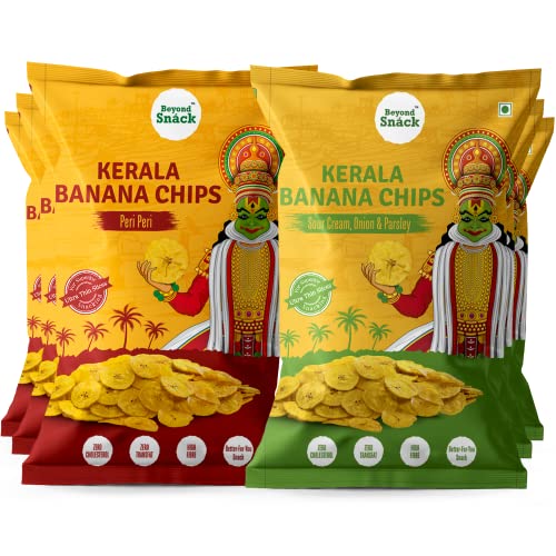 Image of Beyond Snack Natural Kerala Banana Chips Healthy and Delicious Flavoured Snacks- No Hand Touch- 600gms (3PeriPeri+3SourCream)