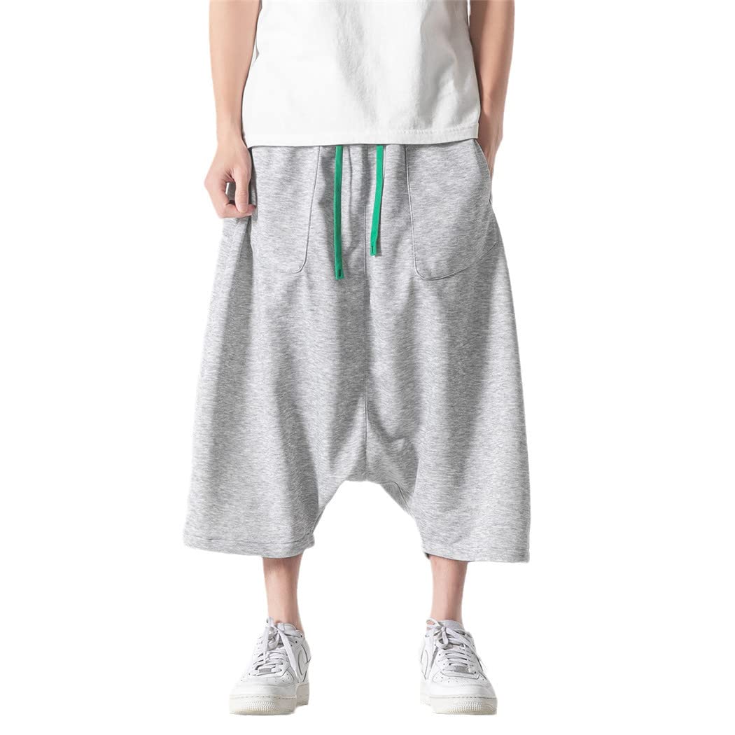 Pantalon large de style chinois homme jupe hip-hop ample gris clair 34-37 - 7
