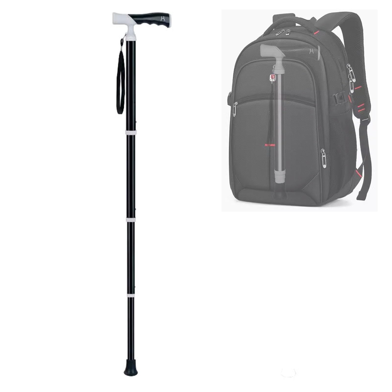 Batons De Randonnée Télescopiques 4 Sections Bâton De Marche En Plein Air | poignée à double usage canne de marche portable - rétractable jusqu'à 38 cm(38~105cm)