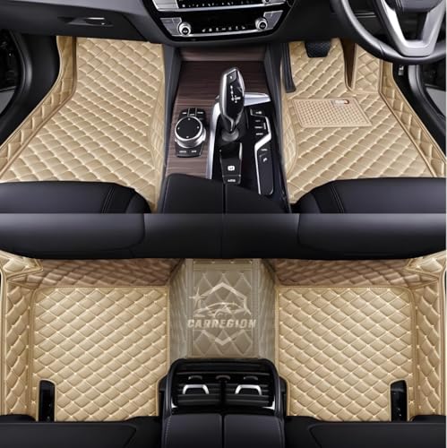 Image of 7D Car Foot Mat for VF MPV7 | Full Beige | Premium Leatherette | Imparts Luxurious & Elegant Look | 100% Waterproof and Dust Proof | Custom Fitted Car Floor Tray Mat