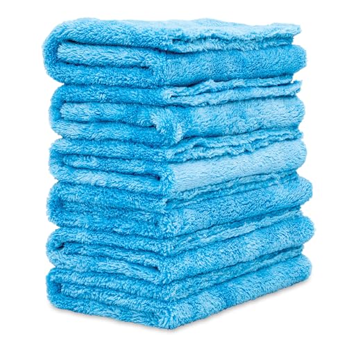 Griot's Garage Microfiber Plush Edgeless Towels, for Car Cleaning, Detailing and Polishing, Scratch-Free, 16” x 16”, Set of 6, 14901