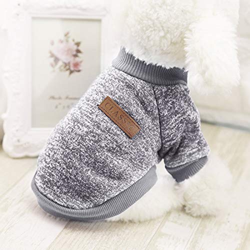Idepet Classic Fleece Sweater for Small & Medium Dogs - Warm & Soft Coat in Grey (M)