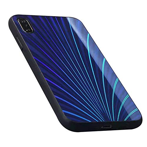 Fvntuey Ultra Thin Gradient Colorful Aurora Case for iPhone 6/6s, Slim Protective Cover (with Glass Back Cover + Soft TPU Bumper Frame Rainbow Bling Glitter) Compatible with iPhone 6/6s(Blue)