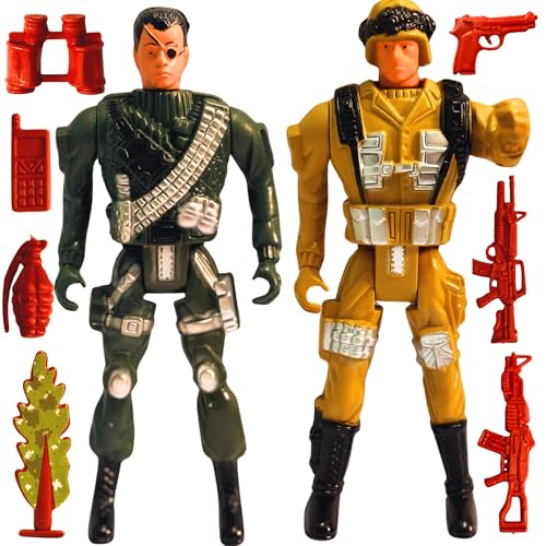 Image of Realistic Moveable Military Soldiers Action Figures Toys Playset for Kids 3+|2Pcs Special Force with 7PCS Army Accessories Toyset for Boys and Girls Decoration Item Birthday Gift for Children
