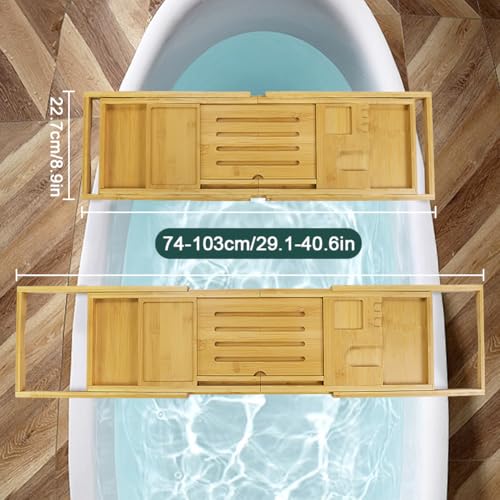 Bandeja de bambú para bañera BFTOU evita caídas de objetos relax 4