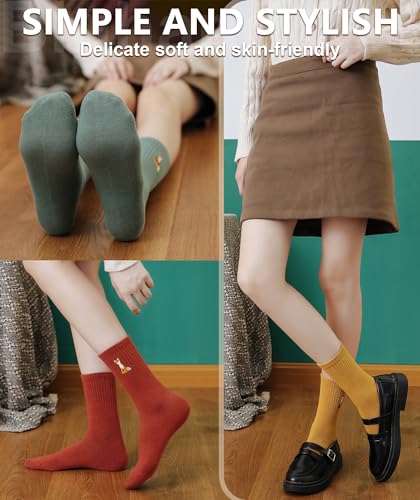 Image of IIG Women's Fashion Cute Cotton Socks Novelty Funny Above Ankle Crew Socks Holiday Gifts for Women 4 /5 Pairs