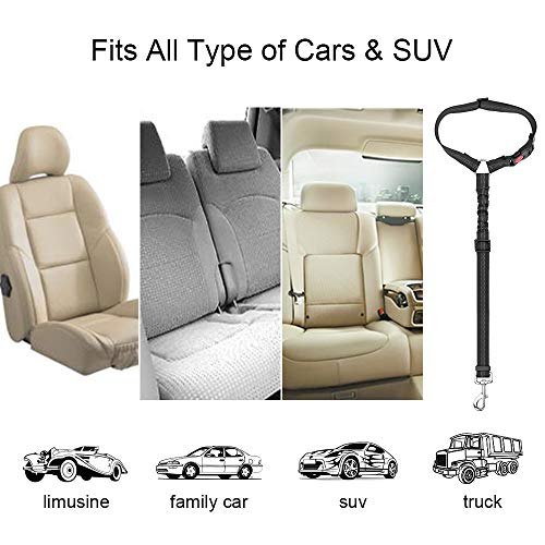 Slowton Dog Seat Belt, 2 Pack Pet Car Seatbelt Headrest Restraint Reflective Adjustable Puppy Safety Seat Belt Elastic Bungee Connect Dog Harness In Vehicle Travel Daily Use (Black) #TOP3