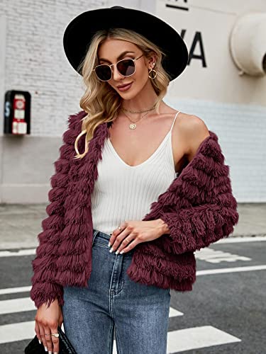Inorin Womens Fall Open Front Cardigan Faux Fur Coat Vintage Parka Shaggy Jacket Warm Coat Tops - Thumbnail 4