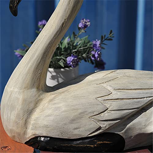 Set 2 estatuas de cisne blanco elegante en resina miniatura 3