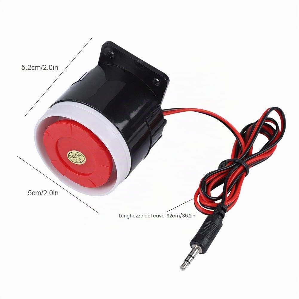 12V DC Mini Red Wired Horn Sirena, di Allarme Acustico Corno di Avvertimento per la Sicurezza Domestica 120dB
