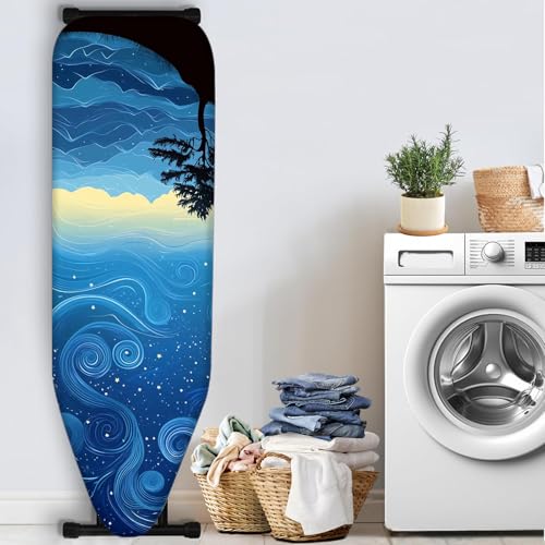Image of Nuxovilar Starry Sky Mountain Ironing Board Cover 15x54 Polyester | Iron Pad Scorch Guard laundry helper protective board shield home laundry room craft studio (Starry Sky)