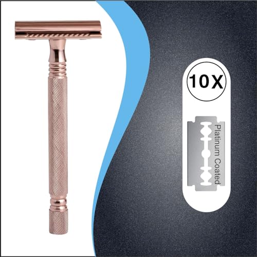 Image of Pearl Shaving Double Edge Safety Razor SS-01 Blush Wine made with Brass Metal - Shaving Razor for Men | Classic & Traditional shaving Kit for Men | Premium Blade Razors | Holi Gift Option