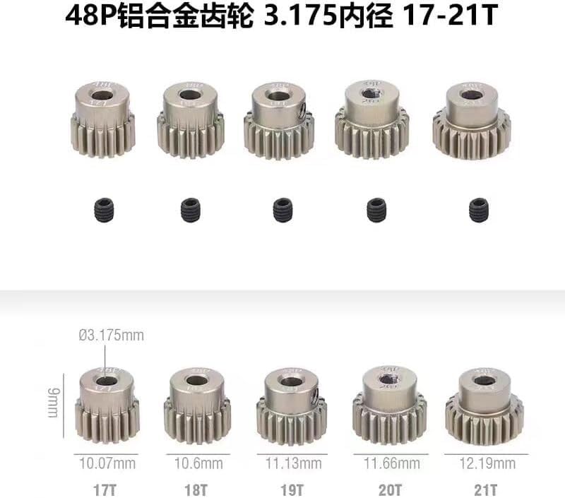 Bürstenloser Motor Motorritzel,Zahnräder,Motorritzelzahnrad 2 Stück 48DP Motorritzel Langlebiges 15T30T Ritzelmotor-Getriebe-Kombiset for 1/10 Rc-Auto 3,175-mm-Wellenmotor gebürsteter bürstenloser Mot