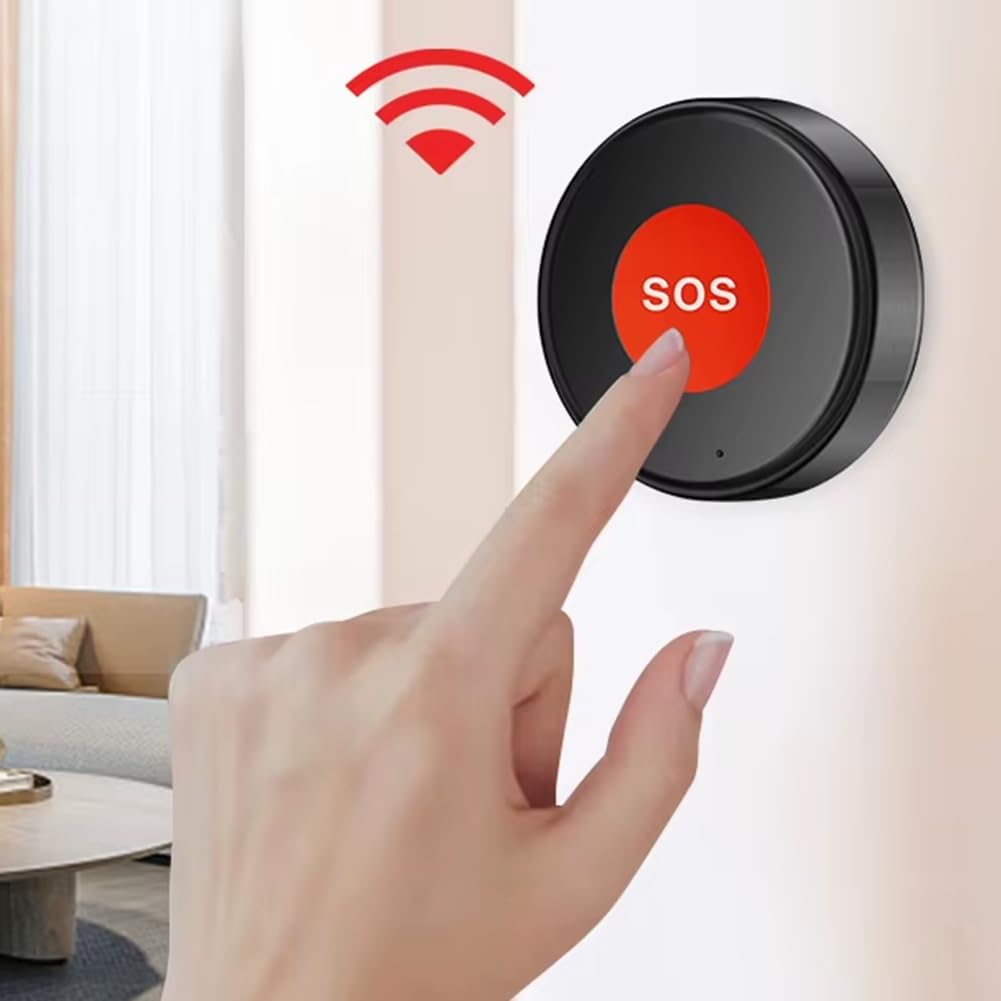 Botón de Emergencia SOS WiFi Tuya Inalámbrico de una Tecla para Llamar Ayuda, Protección de Seguridad para el Hogar, Ancianos y Niños, Control A Través de la APP Life.