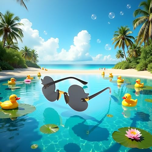 Cartoon Little Duck Personality Frameless Sunglasses Boys and Girls Copy Tide Sunshade Sunglasses Girls gifts (Gray)3
