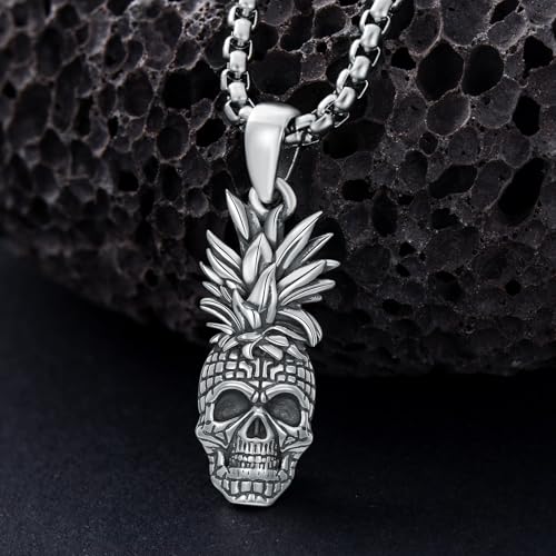 PELOVNY Pineapple Necklace 925 Sterling Silver Skull/Wave/Octopus/Fish Hook Pendant Ocean Jewelry for Anniversary Birthday Christmas Gifts Men Women4