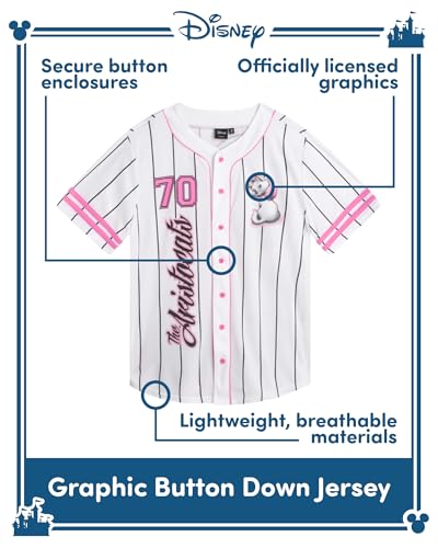 Image of Disney Womens Baseball Jersey Lightweight Graphic Baseball Shirts for Women | 100% Polyester Fabric, Lightweight & Breathable, Mesh or Button-Down Styles