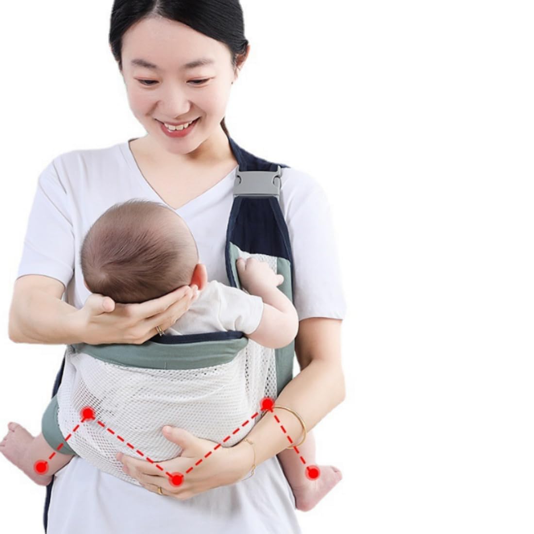 ASHGUJ Portable Breathable Baby Carrier, Upgraded Adjustable Babies Holder Carrier, Newborn Wrap Carrier Air Mesh Thin Head & Neck Support Carrier Front Backpack Suit for up to 0-24 Months 45 lbs