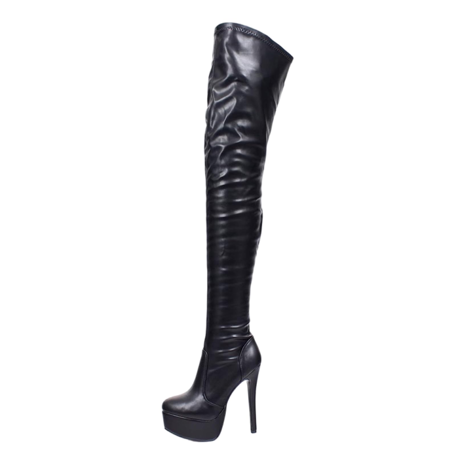 Cuissardes en Cuir Extensible pour Femmes et Hommes | Bottes à Talons de 15 cm pour travestis, Spectacles, discothèques, soirées costumées