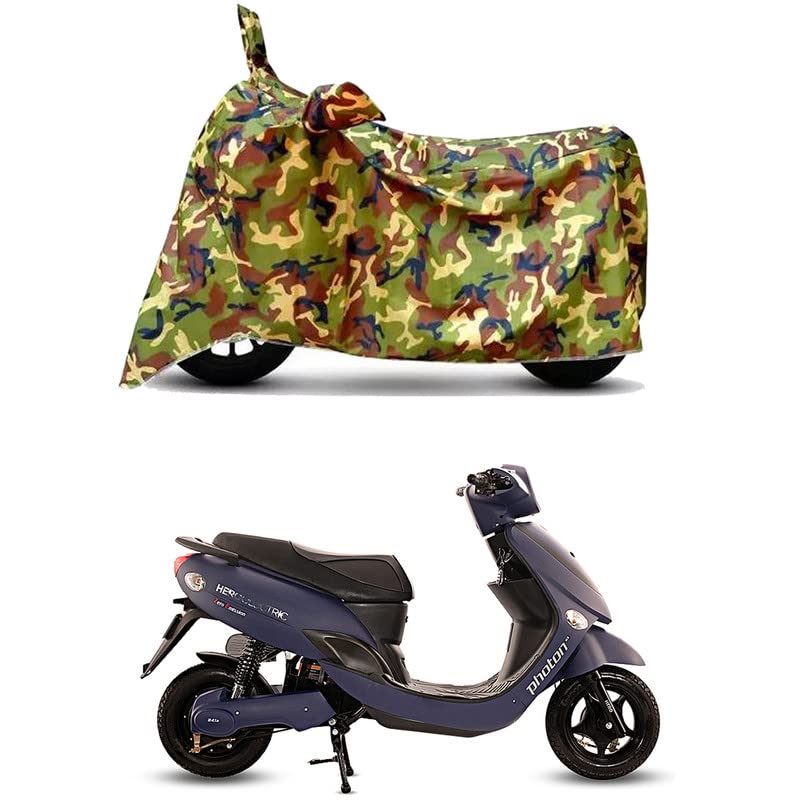 Image of Waterproof 100% PVC Coated Bike Scooty Two Wheeler Body Cover Compatible for Hero Electric Photon LP /UV-Rays /Heat Protection /Birds Dropping /Scratchproof /Dust Proof /All [6X6 Jungle Print]