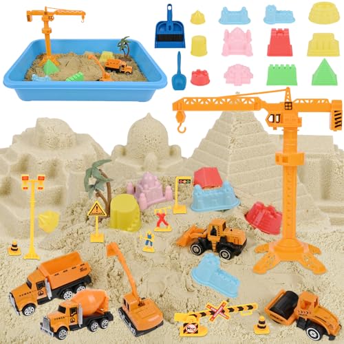 StarryTiger Arena Mágica de Construcción, Arena Magica Niños, Arena Kinetica con 1000g, Arena para Arenero Infantil con Moldes y Accesorios, Regalo para 3 4 5 6 7 8 9 10 Niños y Niñas