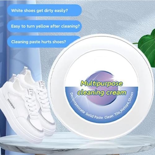 Image of AQUIRA White Shoe Cleaning Cream, Practical Shoe Cleaning Kit - Shoe Cream with Sponge, Shoes Whitening Cleansing, Stain Remover Cleansing Cream for Shoe, No-Wash, for Leather Shoes - 260GM