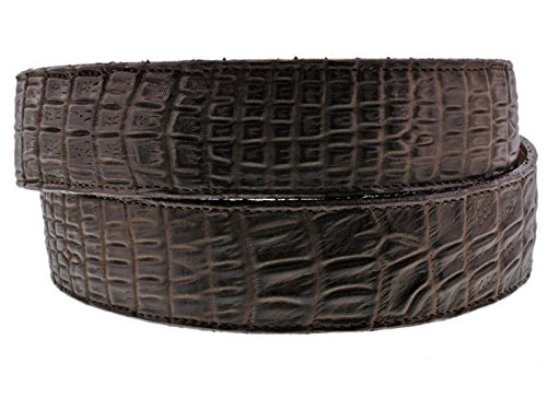 El Presidente Mens Brown Crocodile Belly Pattern Cowboy Belt Removable Buckle2