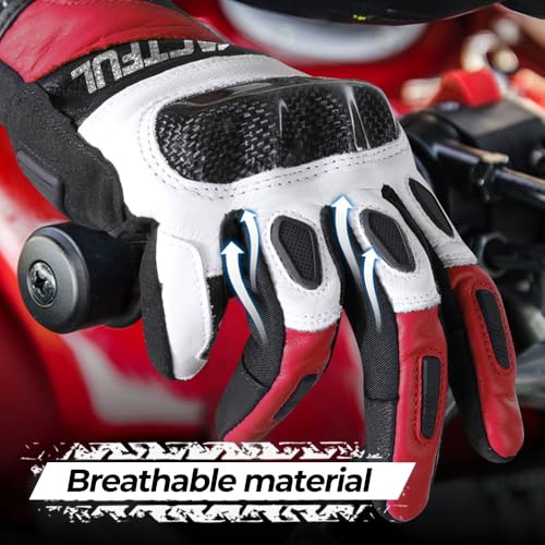 Image of WTACTFUL Goatskin Carbon Motorcycle Gloves, Touchscreen Men Women