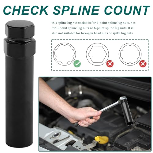 Image of 7 Spline Lug Nut Socket,Wheel Lock Key Removal Tool,Replacement for Aftermarket 7Spline Lug Nuts for 19 mm (3 /4 Inch) & 21 mm (13 /16 Inch) Hex Socket Wrench (7 Spline)