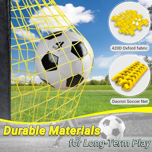 Happy Jump Pop-Up Fußballtore – 152x110 cm, 2 Tore, Schwarz Gelb mit Ball, Pumpe, Hütchen & Zielscheibe | Komplettes Training-Set für Garten & Familie