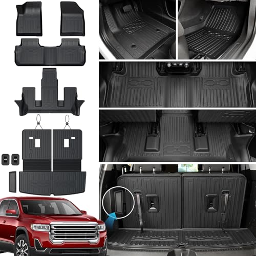JOULARISE Floor Mats Cargo Mat Set for 2017-2023 GMC Acadia 6 Seats Captain Chairs Accessories,...