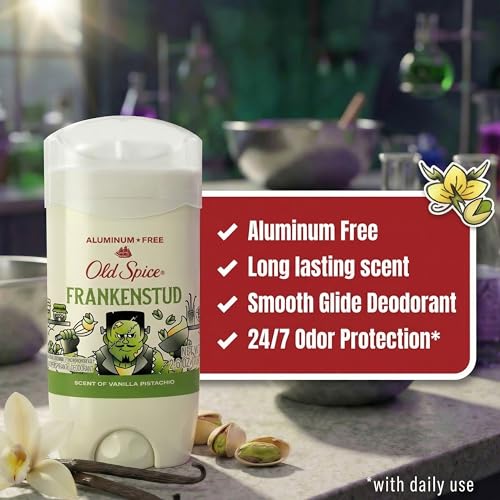 Image of Old Spice Aluminum Free Deodorant for Men, Fallidudes Limited Edition, 24 /7 Frightful Freshness and Odor Protection, Frankenstud with Vanilla Pistachio Scent, 3.0 oz