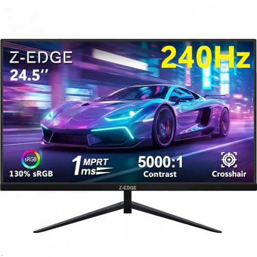 Z-Edge 24.5 Inch Gaming Monitor 240Hz 1080P VA 130% sRGB DP HDMI