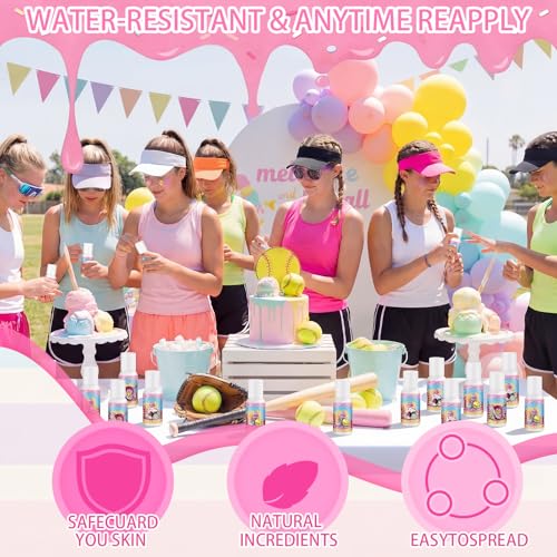 Image of 24 Pcs Travel Size Mini Sunscreen Bulk SPF30+ Ice Cream Drip Party Favors Small Sunscreen Sun Protection Stuff for Birthday Sports Coach Team Coach Team Appreciation Gift, 1 Fl. oz(Drip Softball Gear)