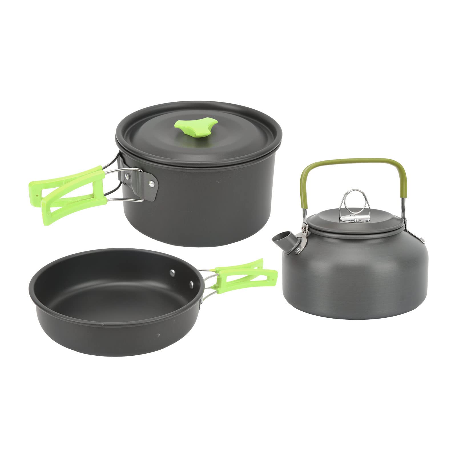 Set di Pentole da Campeggio, Set da Cucina Portatile da Campeggio per Zaino in Spalla, Teiera, Forchetta Pieghevole, Coltello, Cucchiaio (Verde) Bambole E Giocattoli Imbottiti