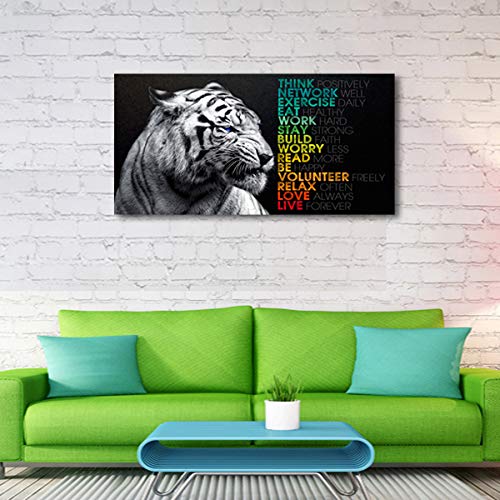 Animal Tiger Canvas Wall Art,Motivational Quotes Motto Inspirational Picture Canvas Prints With Frame, Wall Art Decorative #TOP1