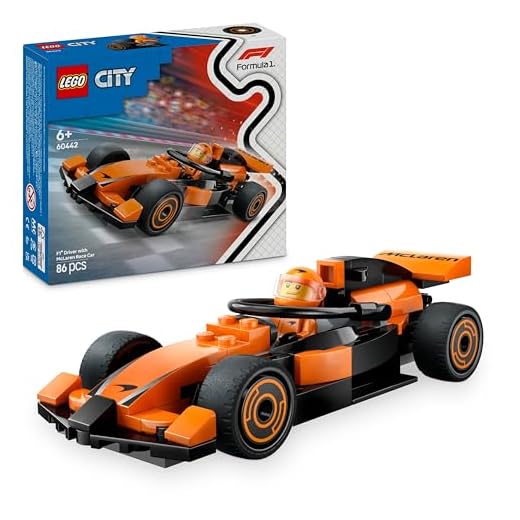 LEGO City F1 Driver with McLaren Race Car - Formula 1 Building Toy with a Racing Driver Minifigure - Small Birthday Gift Idea for 6+ Year Old Boys & Girls or Adult Motorsport Fans - 60442