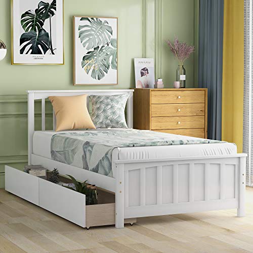 Merax Twin Size Platform Bed with Two Drawers