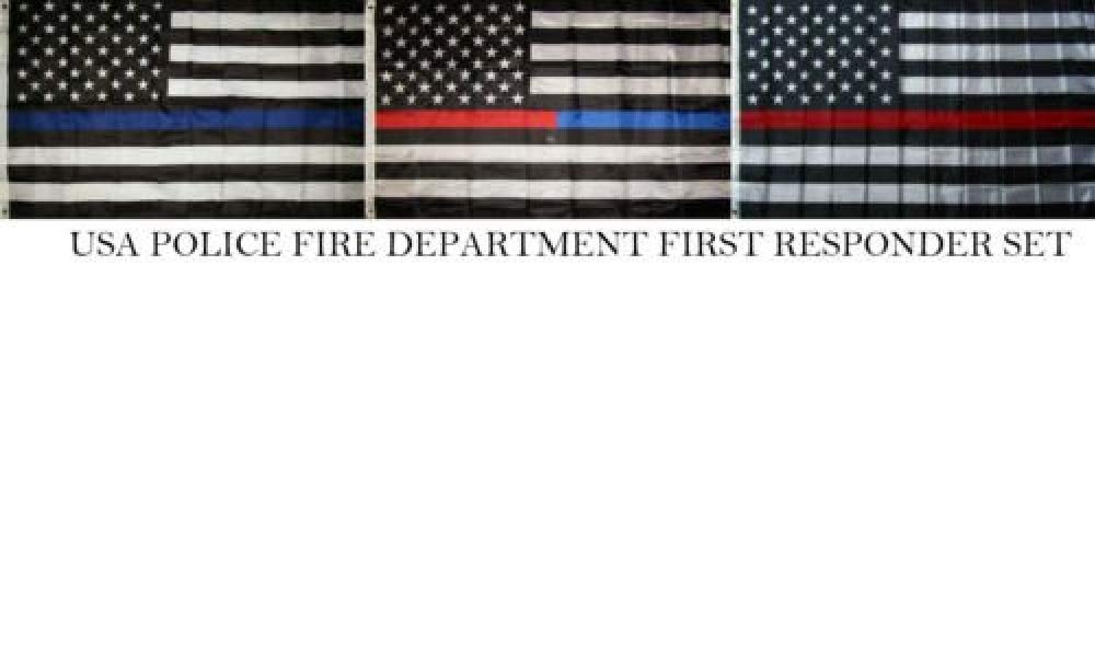 Ant Enterprises Moon Knives 3x5 3x5 Wholesale USA Police Fire Dept First Responder Red Blue Line Flag Set - Party Decorations Supplies for Parades - Prime Outside, Garden, Men Cave Decor Flag