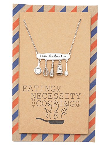 Quan Jewelry Handmade Cooking Utensils Charm Pendant Necklace with Greeting Card, Gifts for Women