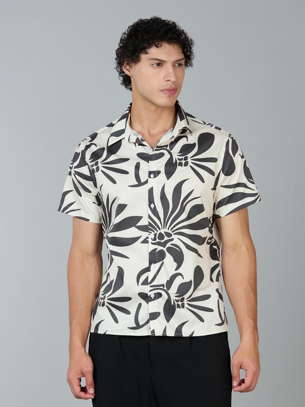Image of MARK & ALBERT Men's 100% Cotton Printed Half Sleeves Regular Fit Shirt for Men