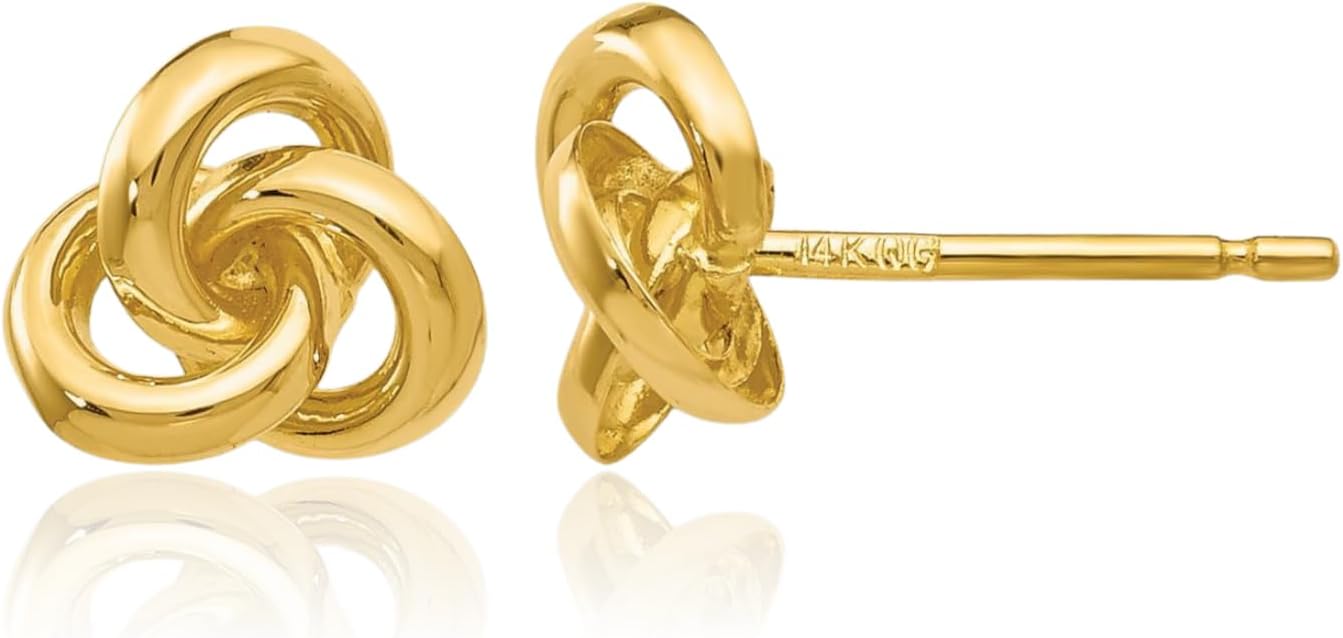 IceCarats 14K Yellow Gold Large Celtic Claddagh Heart Knot Stud Earrings 7mm 1/4 inch Lightweight, Butterfly Back For Her